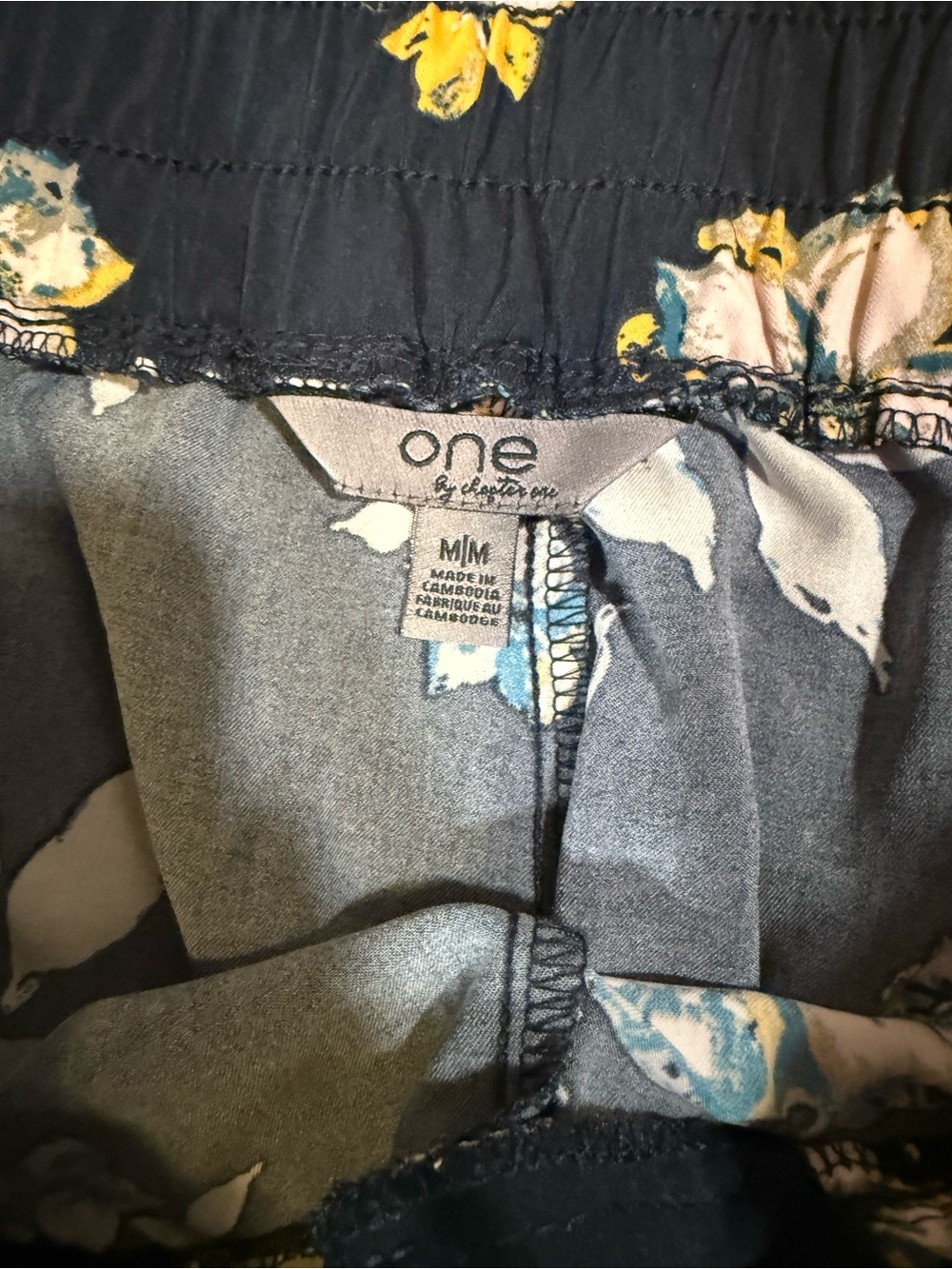 Chapter One Floral Tie Waist Jogger Pants Black Yellow Women's Medium - Picture 5 of 9